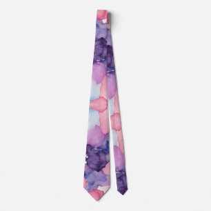 Pink Blue Purple Watercolor paint Fusion splash ar Tie