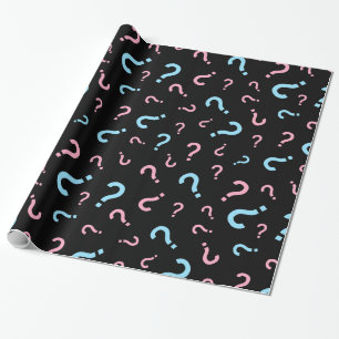 Pink & Blue Question Mark Gender Reveal Wrapping Paper