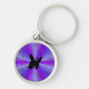 Pink Blue Rainbow in Elephant Skin Leather Optik Keychain