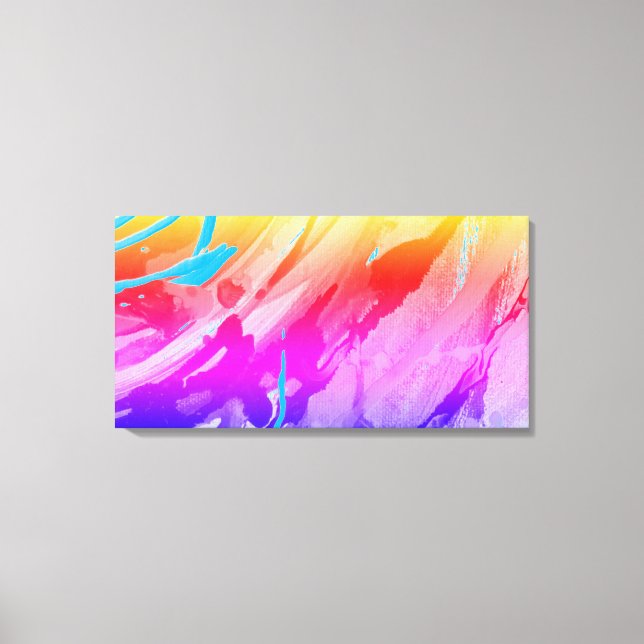 Pink Blue Red Modern Stretched Canvas Print (Front)
