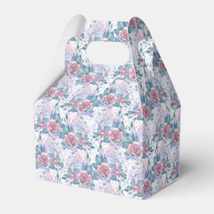 Pink & Blue Rose Pattern Favor Box