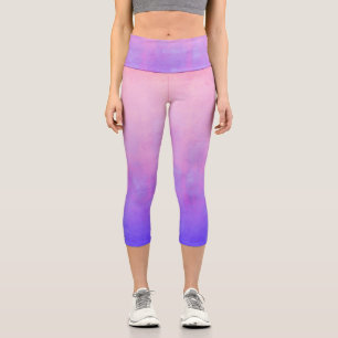 Pink Blue rustic ombre Capri Leggings