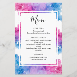 Pink Blue Smoke Gender Reveal Party Food Menu
