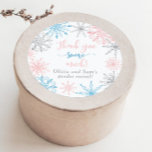 Pink blue snowflakes Thank you snow much Classic Round Sticker<br><div class="desc">Pink blue snowflakes Thank you snow much Classic Round Sticke
Matching items are available.</div>