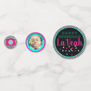 Pink Blue Social Media Music Photo Birthday Confetti