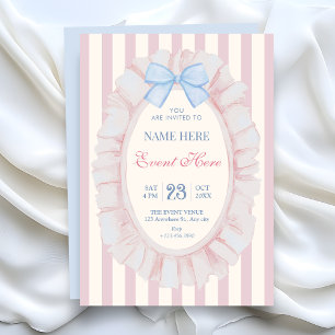 Pink Blue soft pastel ribbon Invitation