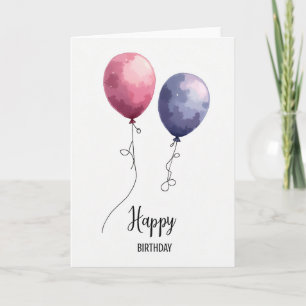 Pink Blue Sphere Birthday Card