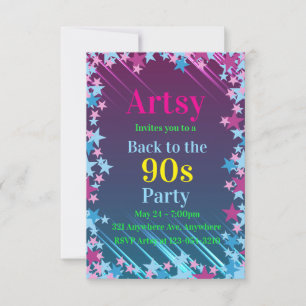 Pink & Blue Stars  Invitation