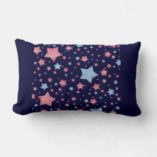 Pink + Blue Stars Lumbar Pillow