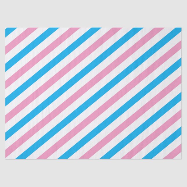 Pink blue stripe gender reveal party tissue tissue paper (Front)