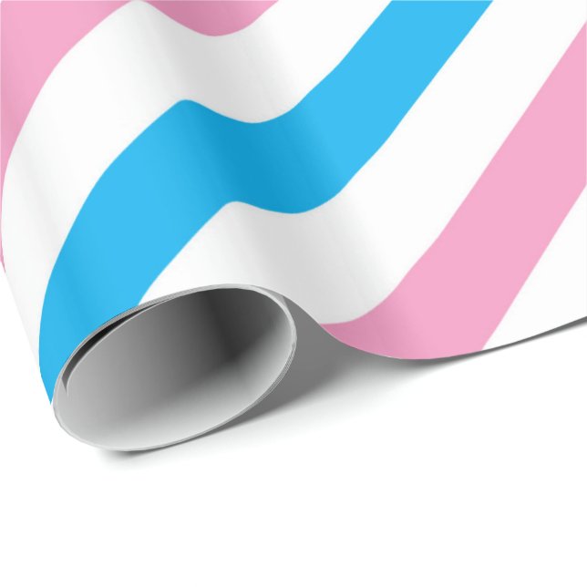 Pink blue stripe gender reveal party wrap wrapping paper (Roll Corner)