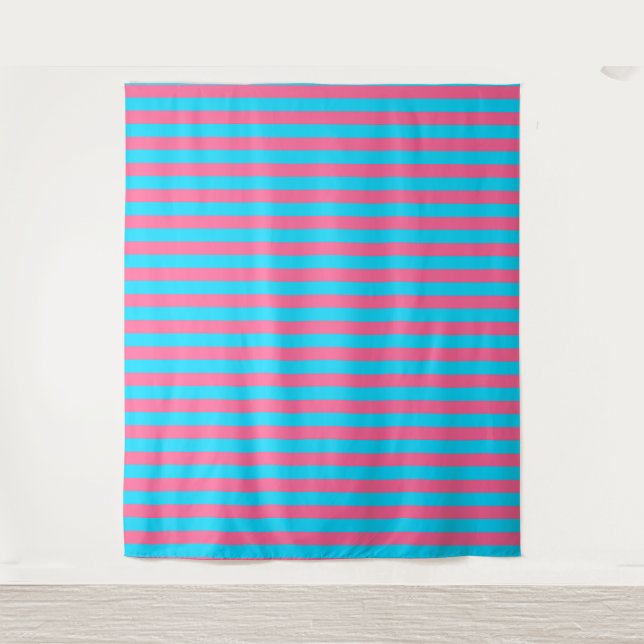 Pink Blue Stripes Pattern  Tapestry (Front)