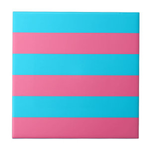 Pink Blue Stripes Pattern  Tile
