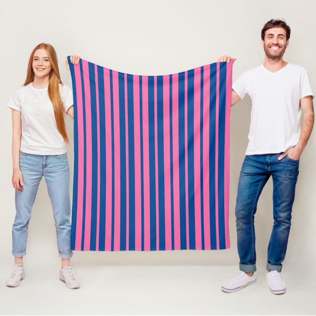 Pink Blue Stylish Stripes Pattern Design  Fleece Blanket (Creator Uploaded)