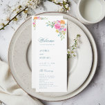 Pink Blue Summer Floral Vibrant Bloom Wedding Program<br><div class="desc">Inform your guests about wedding program with this elegant program card,  featuring bright pink and blue floral and your custom text. Easily add your own details by clicking on the "personalize" option.</div>
