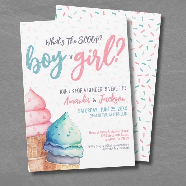 Pink Blue Summer Gender Reveal Invitation (Pink Blue Summer Gender Reveal Invitation )