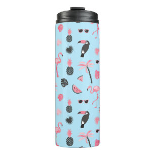 Pink & Blue Summer Tropical Pattern Thermal Tumbler