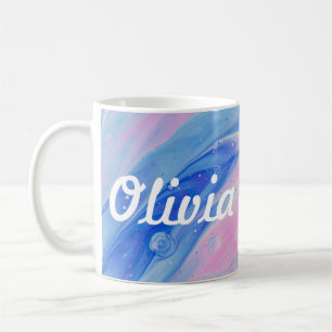 Pink & Blue Swirl Custom Name Mug