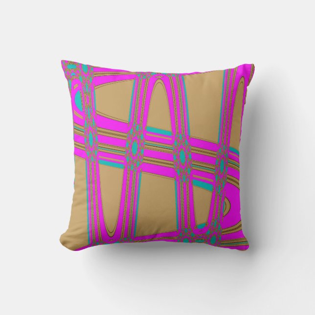 Pink Blue Tan Modern Graphic S Pattern Pillow (Front)