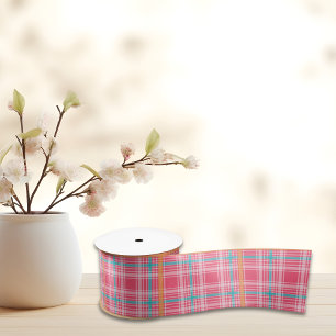 Pink & Blue Tartar plaid summer  Satin Ribbon