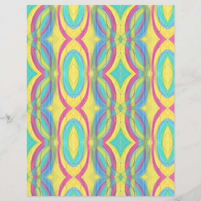 Pink Blue Teal Abstract Shapes Yellow Paper (Back)