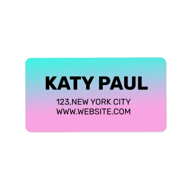  PINK BLUE TEXTURE SIMPLE MINIMAL TEXT STYLE LABEL (Front)