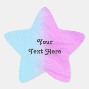 Pink & Blue Tissue Paper Star Sticker   Customize