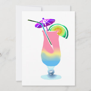 Pink & Blue Tropical Drink Invitation