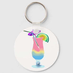 Pink & Blue Tropical Drink Keychain
