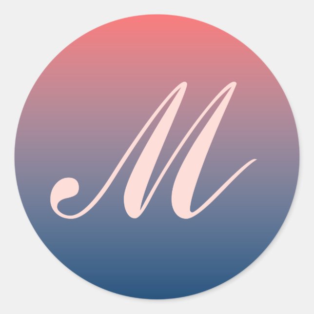 Pink & Blue Twilight Monogram Wedding Seal (Front)