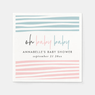 pink blue twin baby shower typography modern party napkin