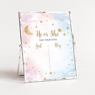 Pink Blue Twinkle Little Star Gender Reveal Sign