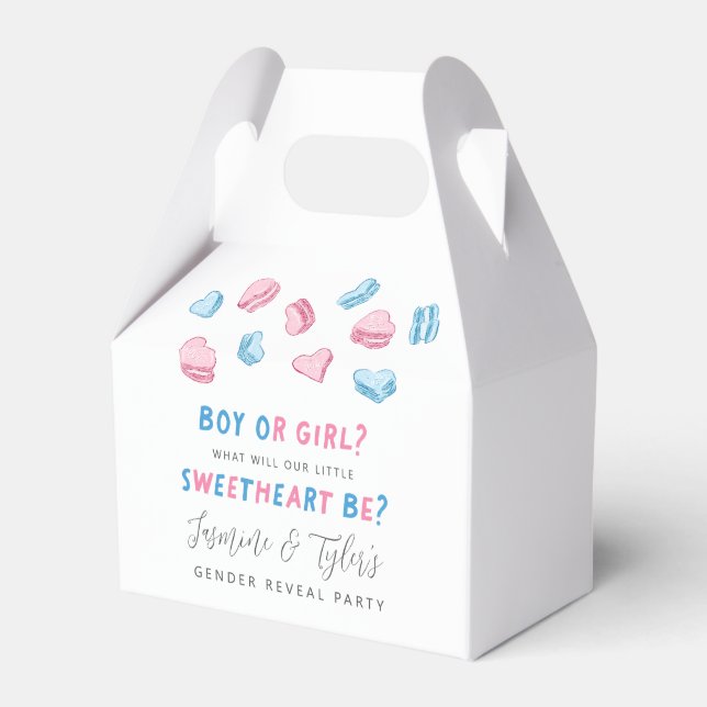 Pink Blue Valentine Hearts Gender Reveal Party  Favor Box (Front Side)