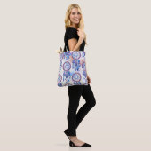 Pink Blue Watercolor Dreamcatcher Boho Tote Bag (On Model)