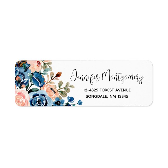 Pink & Blue Watercolor Flowers (Front)