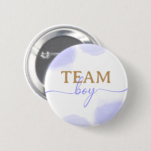 Pink & Blue Watercolor Gold Script Gender Reveal 2 Inch Round Button