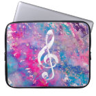 Pink Blue Watercolor Paint Music Note Treble Clef