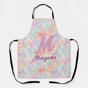 pink blue watercolor pastel monogram name letter c apron