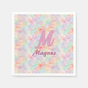 pink blue watercolor pastel monogram name letter c napkin