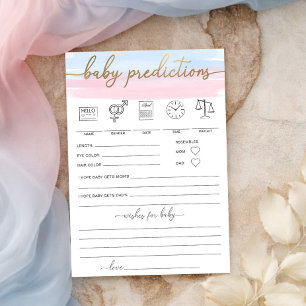 Pink Blue Watercolour Baby Predictions Game