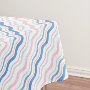 Pink Blue Wavy Lines Tablecloth