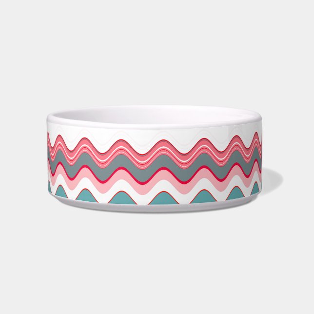 Pink Blue Wavy Zigzag Pattern Bowl (Front)