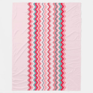 Pink Blue Wavy Zigzag Pattern Fleece Blanket