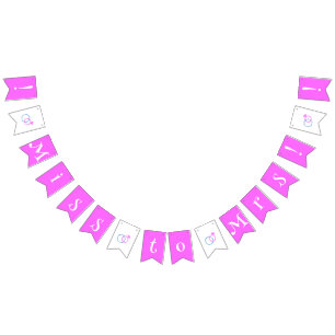 Pink & Blue Wedding Rings Miss to Mrs Bachelorette Bunting Flags