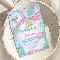 Pink Blue Whimsical Our Little Mermaid Birthday
