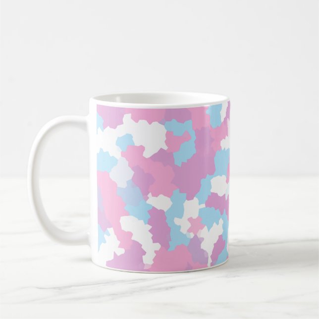 Pink Blue White Camo Abstract Coffee Mug (Left)