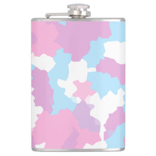 Pink Blue White Camo Abstract Hip Flask