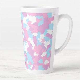Pink Blue White Camo Abstract Latte Mug