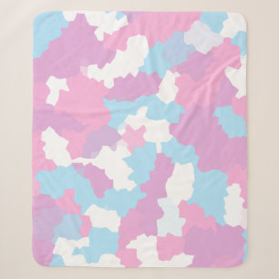 Pink Blue White Camo Abstract Sherpa Blanket