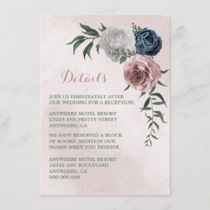  pink blue white floral greenery details enclosure card